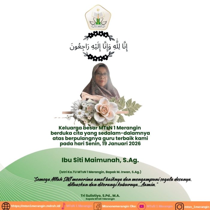 Tahlil dan Doa Bersama atas Berpulangnya Ibu Siti Maimunah, S.Ag.