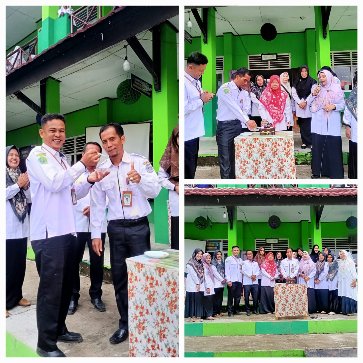 Kepala MTs N 1 Merangin diberika surprise Ulang Tahun dengan Penuh Sukacita